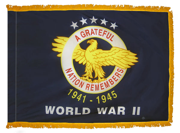 WW II Veterans Commemorative Indoor Fringed Flag