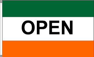 Open, Green white orange