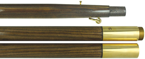 Oak Pole, 2 Piece 8' polished with brass screw joint